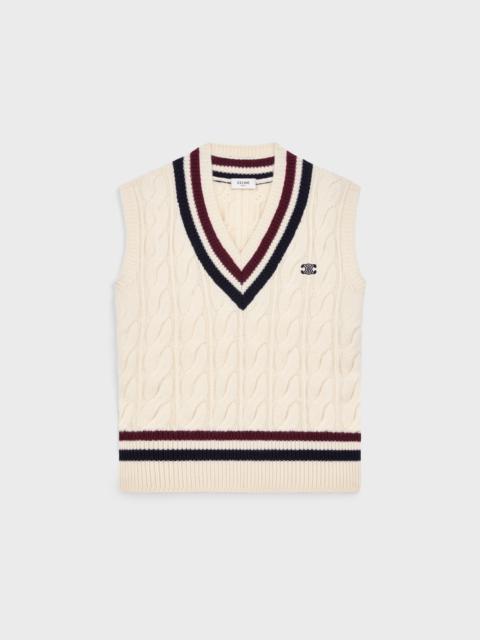 triomphe v-neck cable-knit in cashmere