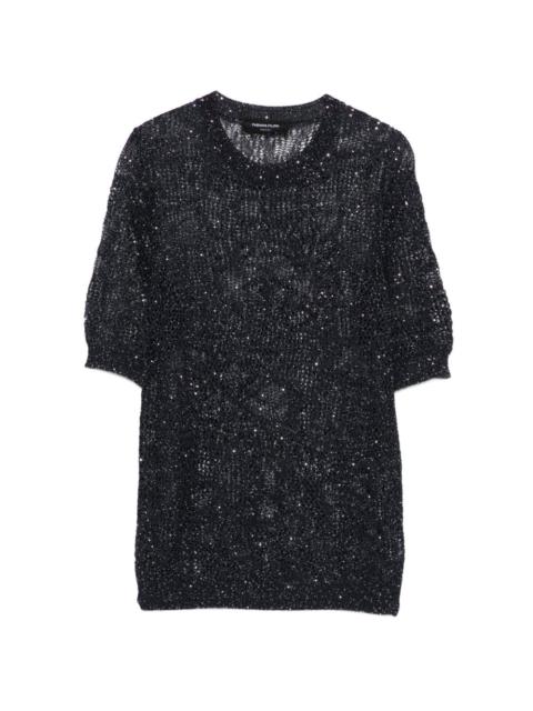 open-knit sparkle T-shirt