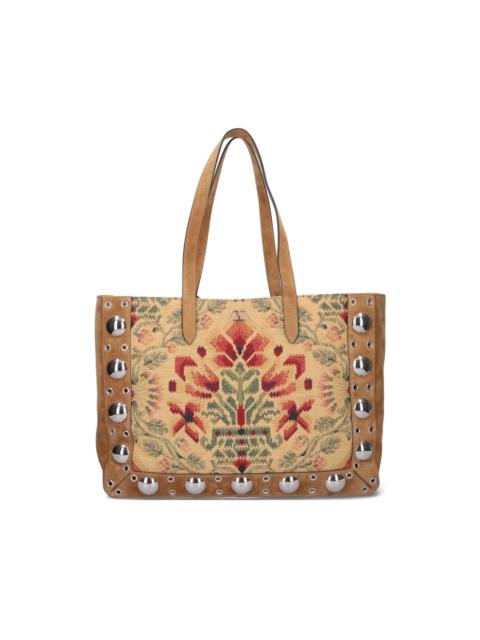 Nellcôte floral-pattern studded tote bag