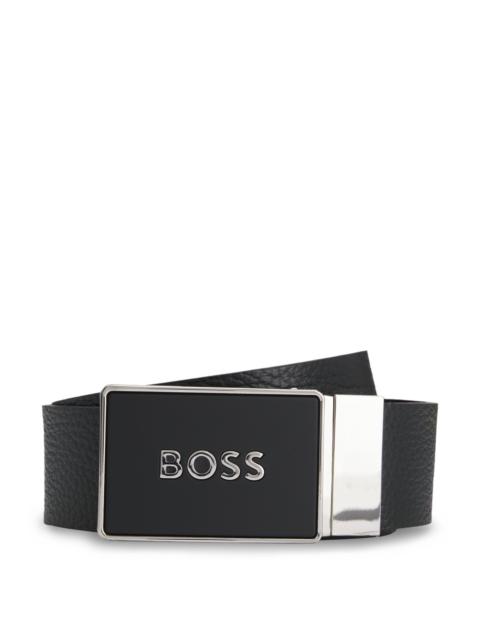 REVERSIBLE LEATHER BELT WITH PLAQUE BUCKLE