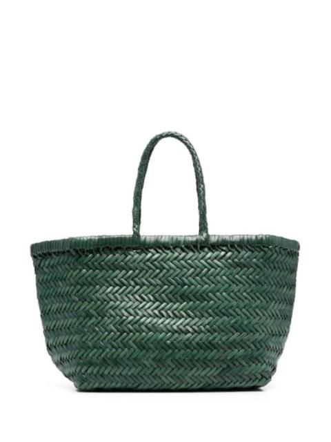 Dragon Diffusion 'Triple Jump' Green Handbag With Two Top Handles And Woven Design In Leather Woman