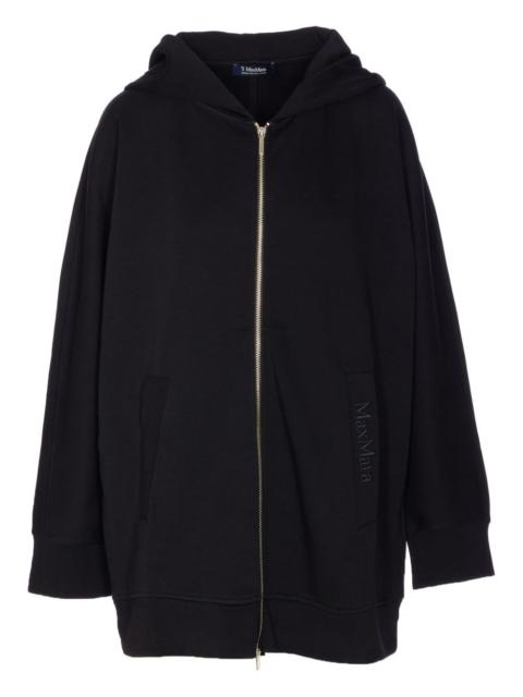 logo-embroidered hooded coat