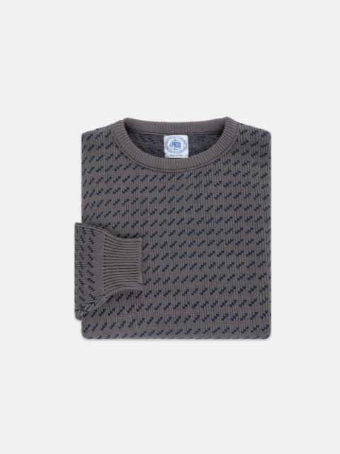 MADE-IN-USA CHARCOAL & NAVY CHEVRON COTTON CREWNECK SWEATER