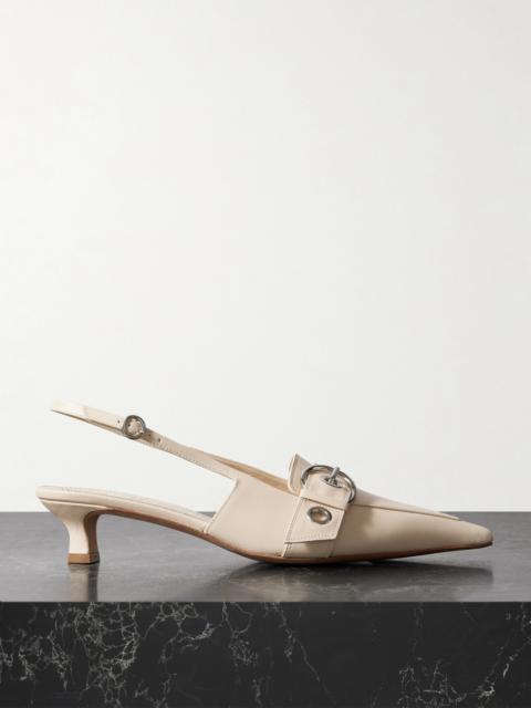 Davina Buckled Leather Slingback Pumps