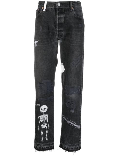 mid-rise straight-leg jeans