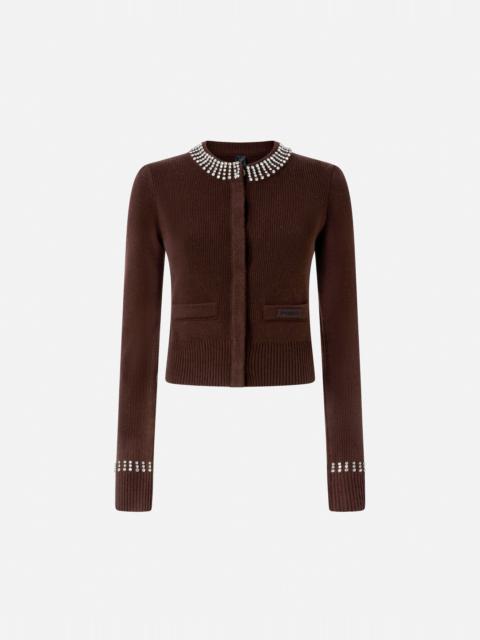 ROUND-NECK CARDIGAN WITH RHINESTONES