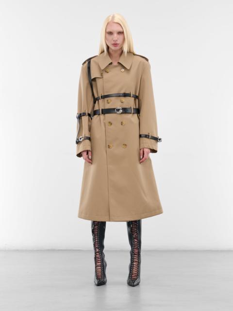 Beige Multi-Belt Trench Coat