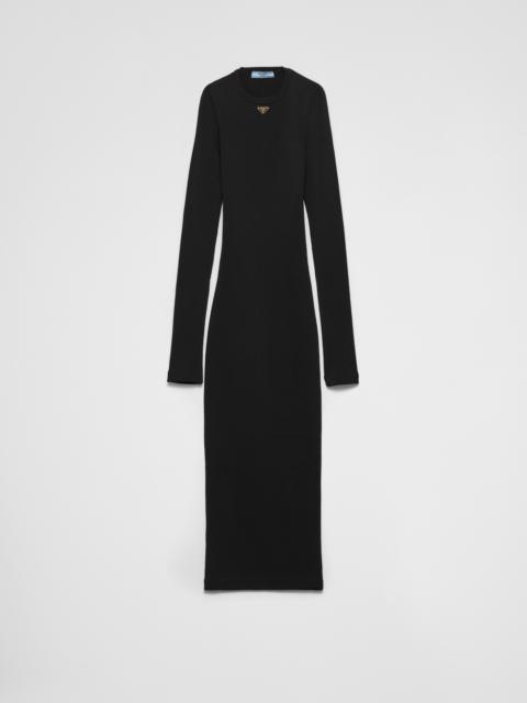 Ribbed knit jersey dress