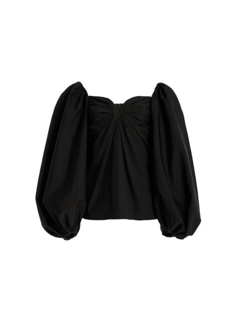 Puff-Sleeve Cotton Top black