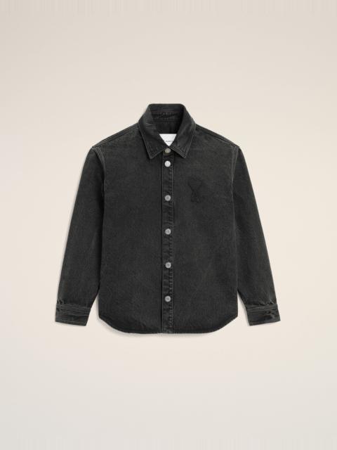 BLACK COTTON KNITTED AMI DE COEUR OVERSHIRT