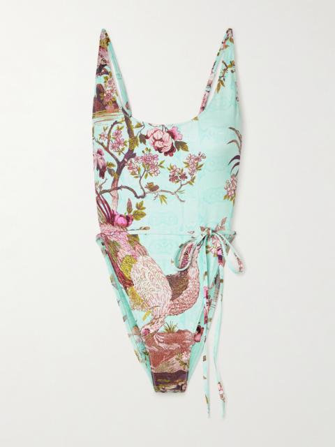 + Roberto Cavalli Signature Swim Tie Waist One Piece
