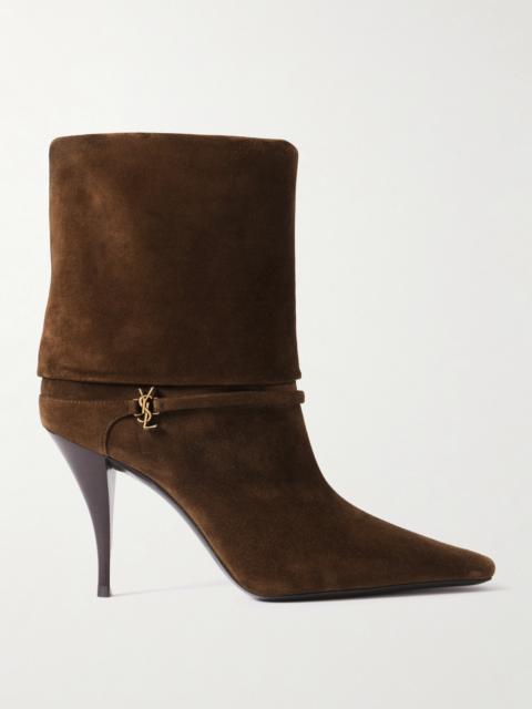 Niki Embellished Suede Ankle Boots