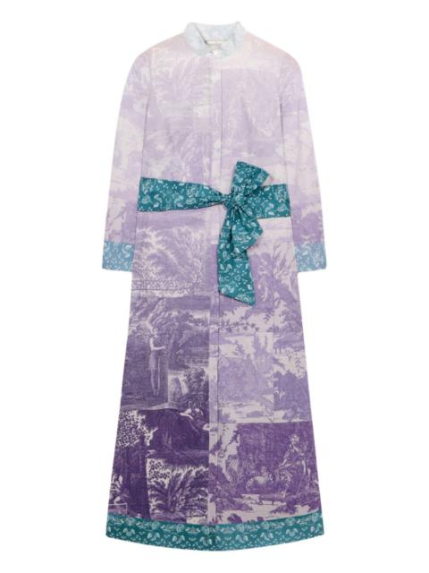 Diomedes landscape-print belted shirt dress
