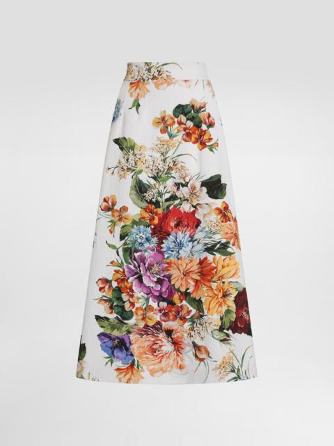 Flower bouquet-print skirt
