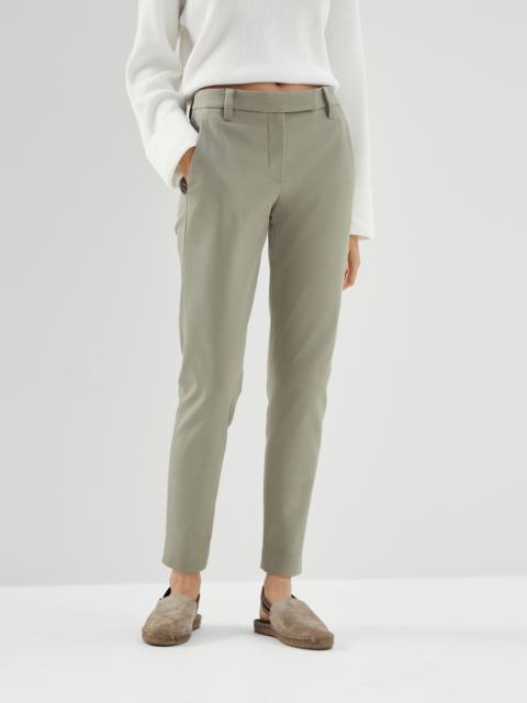 Stretch cotton cover slim fit trousers