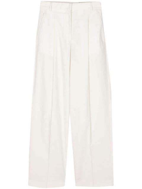 pleated poplin straight trousers