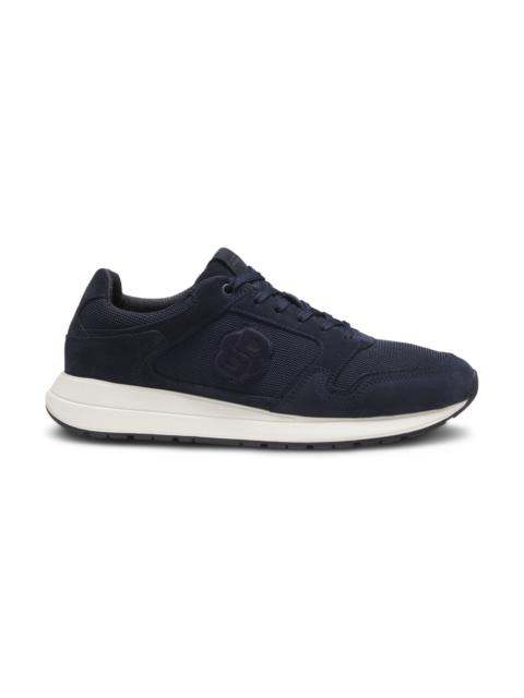 SUEDE-TRIM TRAINERS WITH DOUBLE B MONOGRAM
