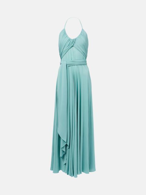 Draped halterneck jersey maxi dress