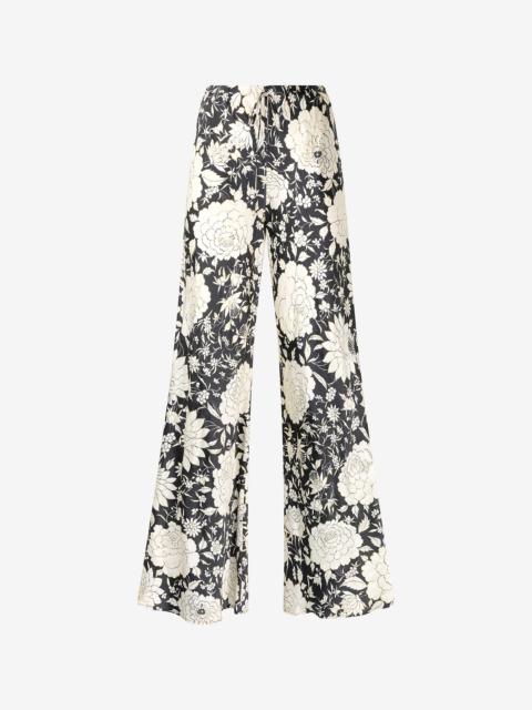 Pure Silk Pants with Floral Print