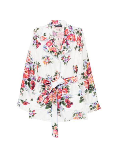bouquet-print vanity twill shirt