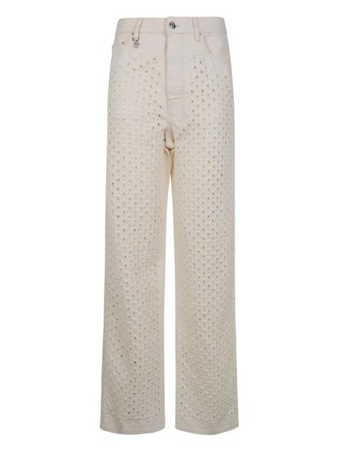 laser-cut wide leg denim