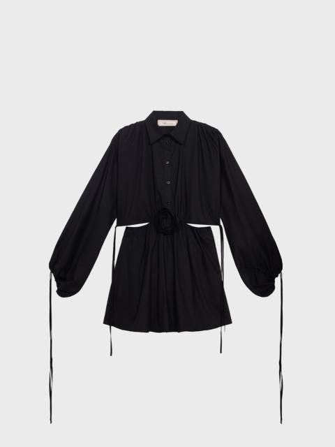 POPLIN DRESS WITH CUT-OUT AND 3D ROSE