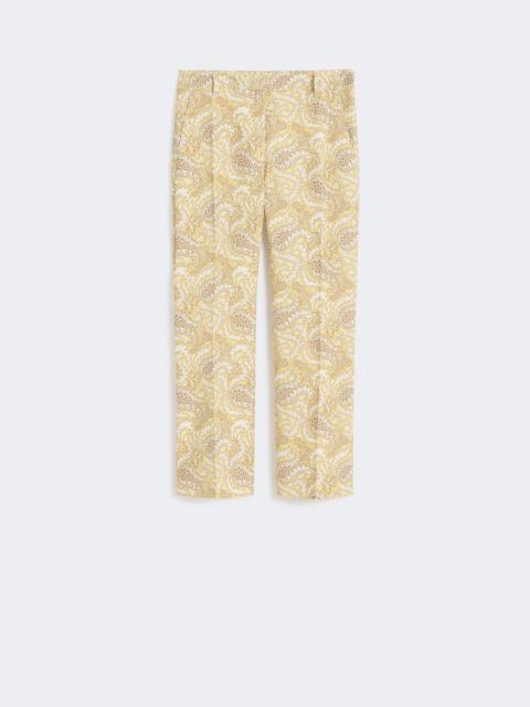 Printed basketweave cotton trousers - LIGHT YELLOW