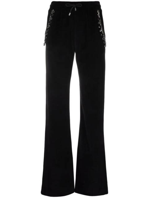 crystal cable detail velvet track pants