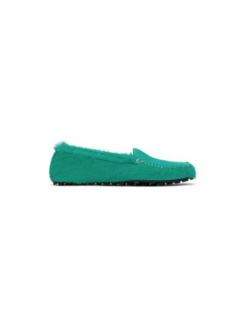 Green Calf-Hair Moc Loafers