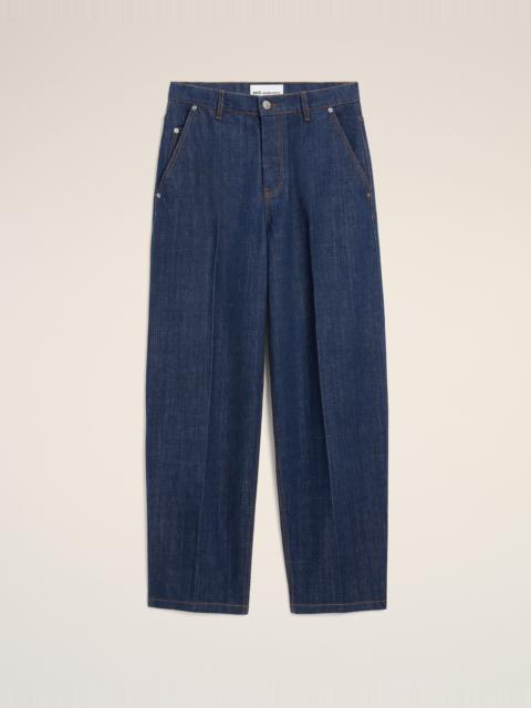 BLUE COTTON BALLOON FIT JEANS