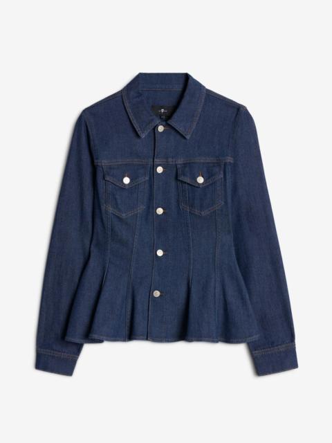 Weightless Denim Flounce Trucker Jacket in Halona