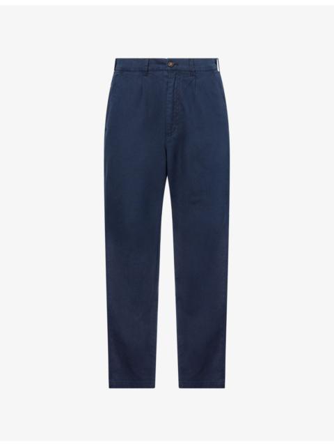 Straight-Leg Relaxed-Fit Cotton-Blend Trousers
