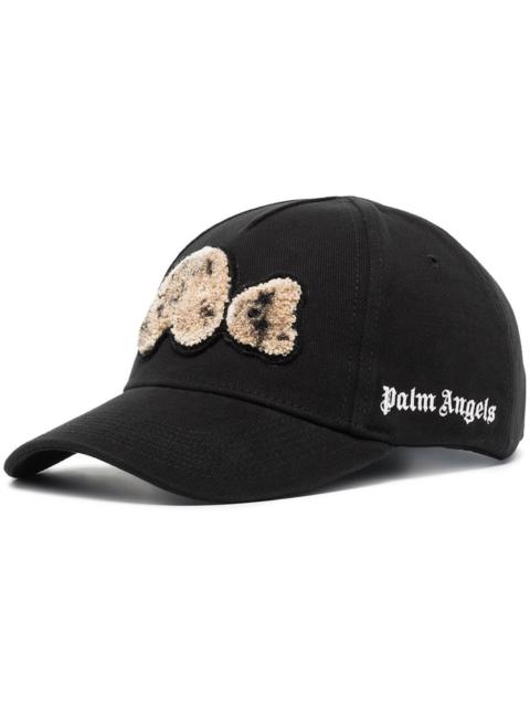 Palm Angels Spray bear Print Cap Black Beige