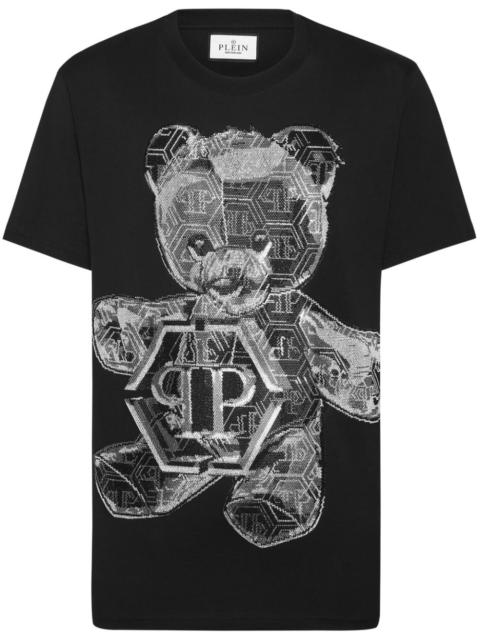 Teddy Bear-appliqué cotton shirt