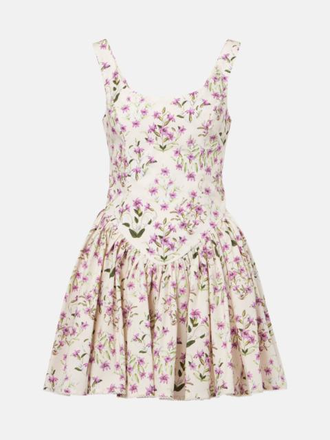 Pluma floral cotton minidress