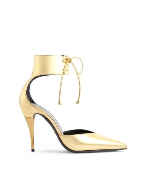 ankle-cuff metallic leather pumps