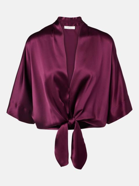 Cropped silk charmeuse top