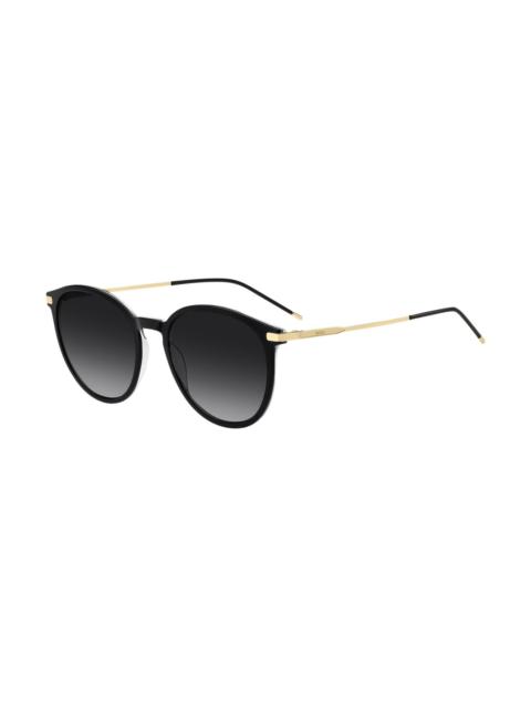 BLACK ACETATE SUNGLASSES WITH GOLD-TONE TEMPLES