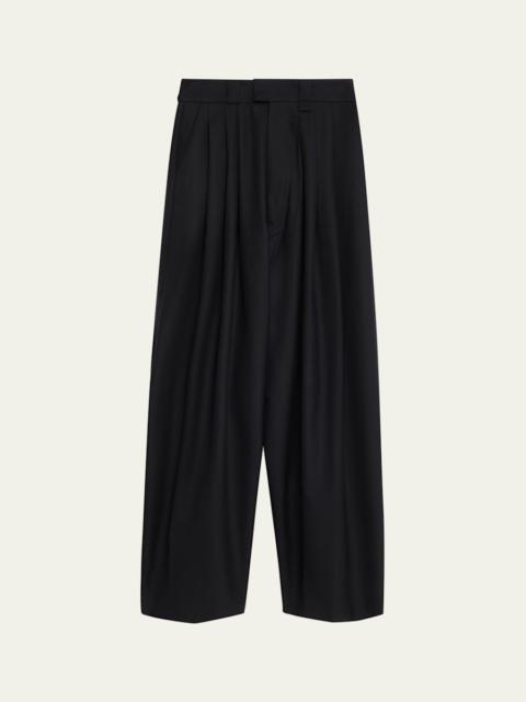 Men's Pleated Wide-Leg Trousers
