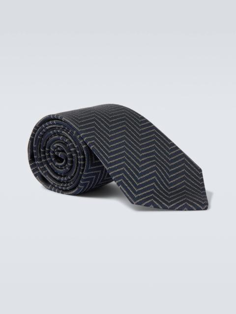 Chevron silk twill jacquard tie