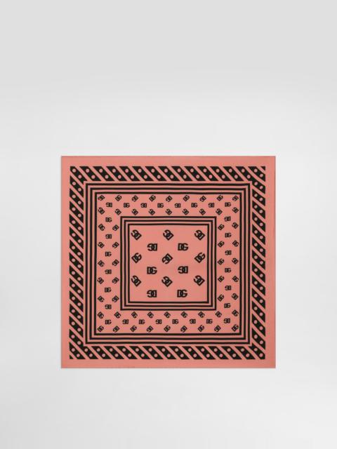 Silk twill foulard with all-over DG logo print (50X50)