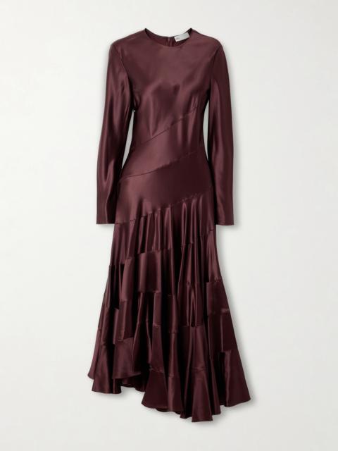 Asymmetric Satin Midi Dress