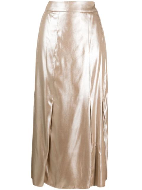 laminated-twill midi skirt