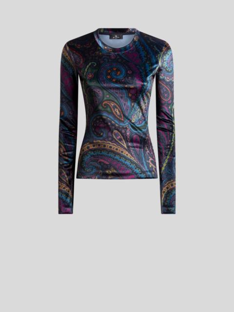 CHENILLE TOP WITH PAISLEY PRINT