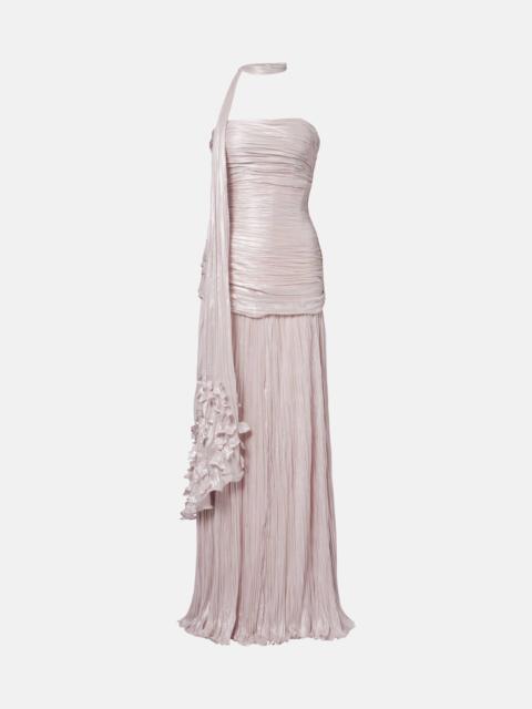 Dayana ruched scarf-detail gown