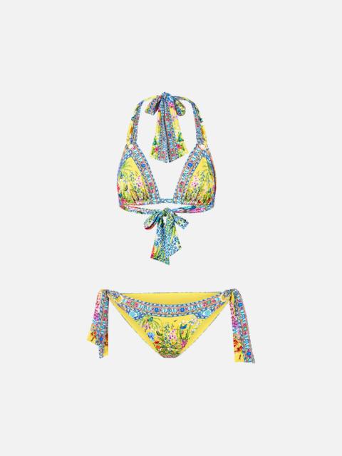 SOFT THICK TIE TRI BIKINI SET WITH EYELET TRIMS