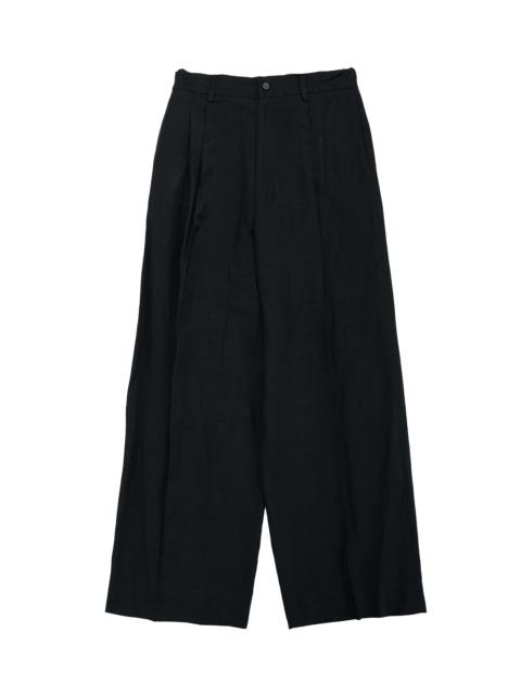Viscose/Linen/Rayon Twill Easy Long Wide Trousers Black