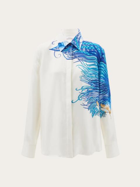 Silk Shirt with Feather Print