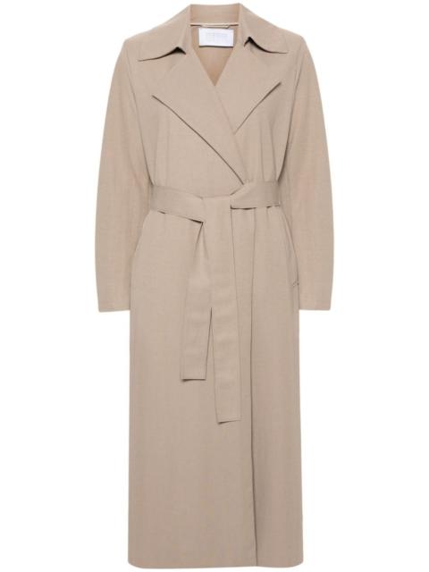 notched-lapel belted trench coat