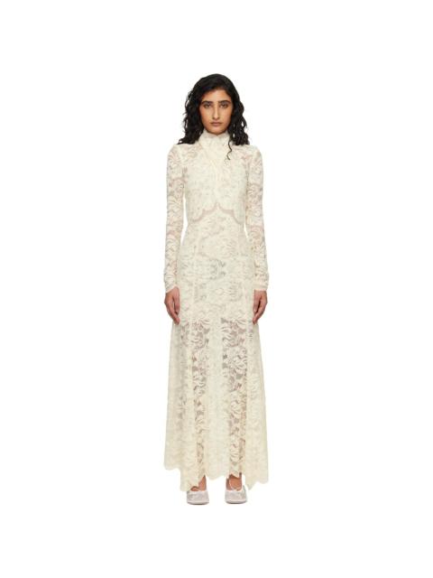 Off-White Lace Cut-Out Maxi Dress
